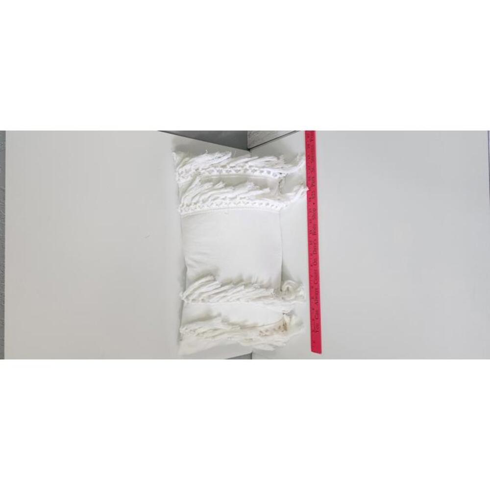 Soft White Fringe Throw Pillow